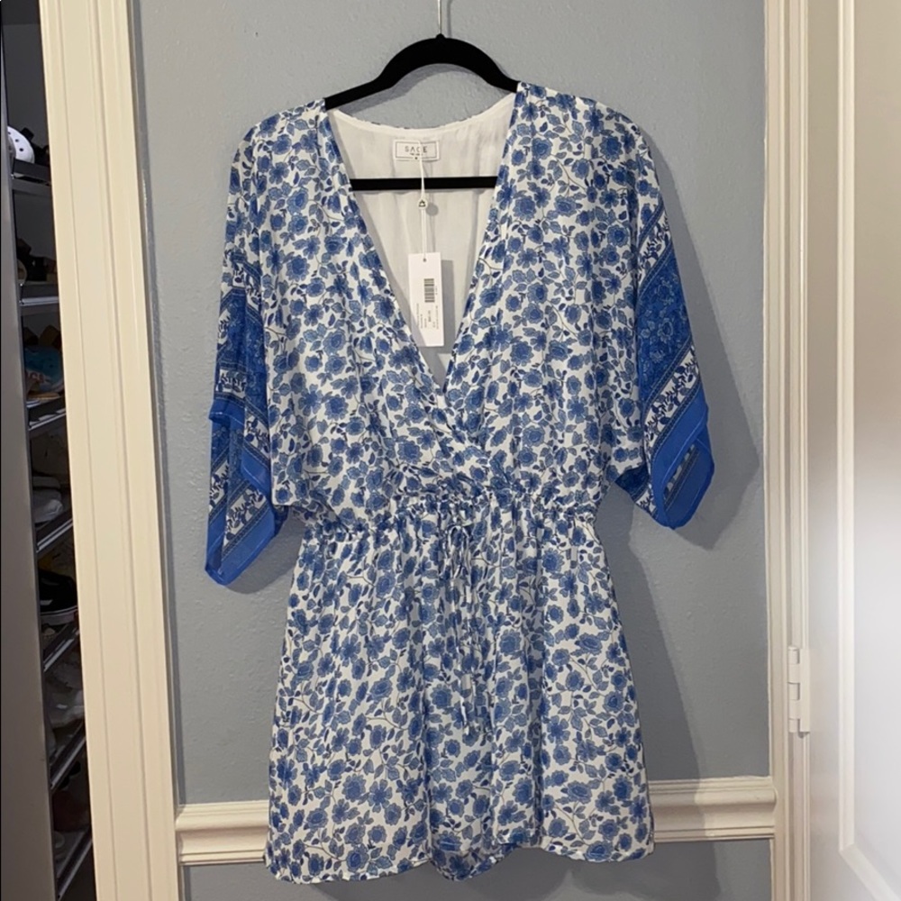 blue floral romper
